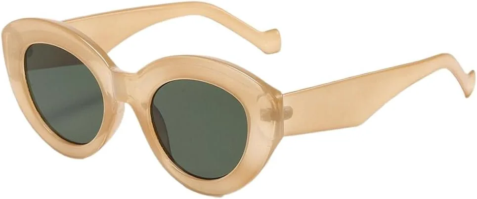 

Ретро-солнцезащитные очки в толстой оправе большого размера для женщин. Стильные солнцезащитные очки в ретро-стиле овальной формы UJNHGQ, Champagne-green