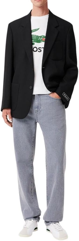 Футболка Lacoste Unisex-Adult, стандартный крой, короткий рукав, круглый вырез, с большой графикой крокодила на груди спереди, White — фото 4