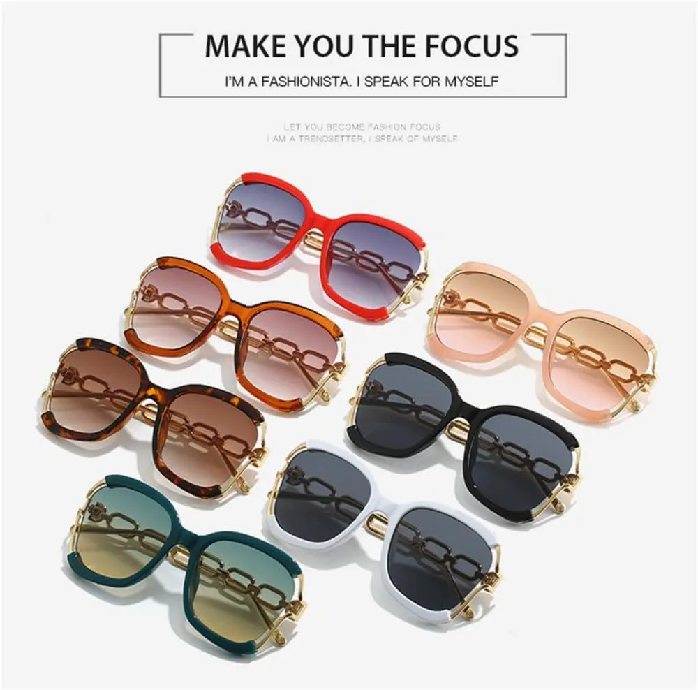 

Полуободковые солнцезащитные очки для женщин, большие солнцезащитные очки с цепочкой из сплава, женские и девичьи, защита от ультрафиолета UV400 LANGSER, C4