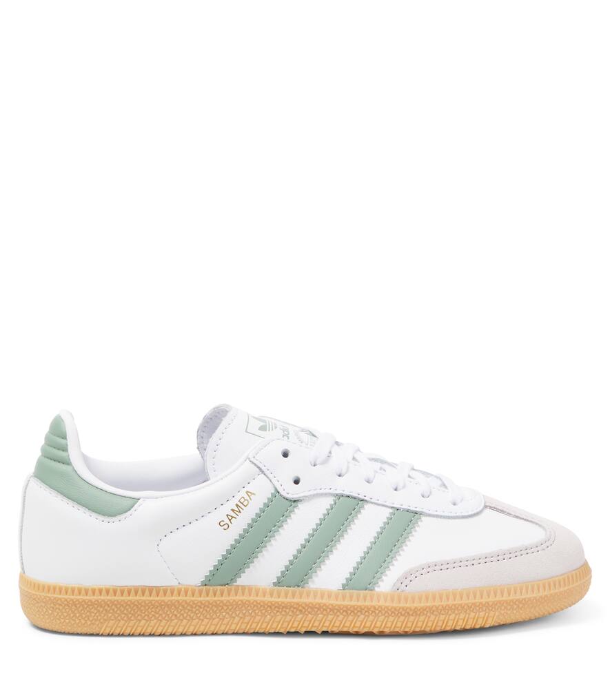 Кожаные кроссовки Samba OG Adidas Originals Kids, Ftwr White/Silver Green/Gum 3 — фото 4