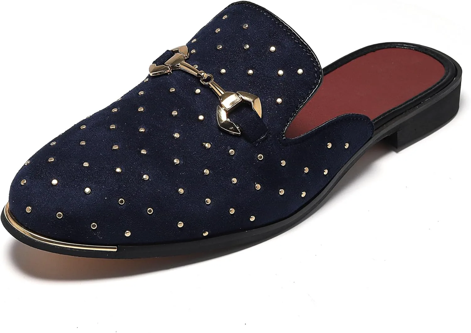 

Мужские тапочки YYQL с поддержкой свода стопы, вышитые кожаные сандалии для мужчин, домашние шлепанцы с противоскользящей резиновой подошвой для дома и улицы, размеры 7-13, синий