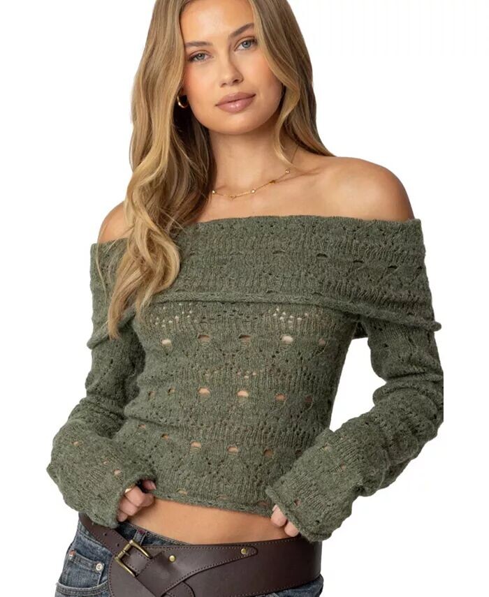 

Женский трикотажный топ Kenna Fold Over Edikted, зеленый