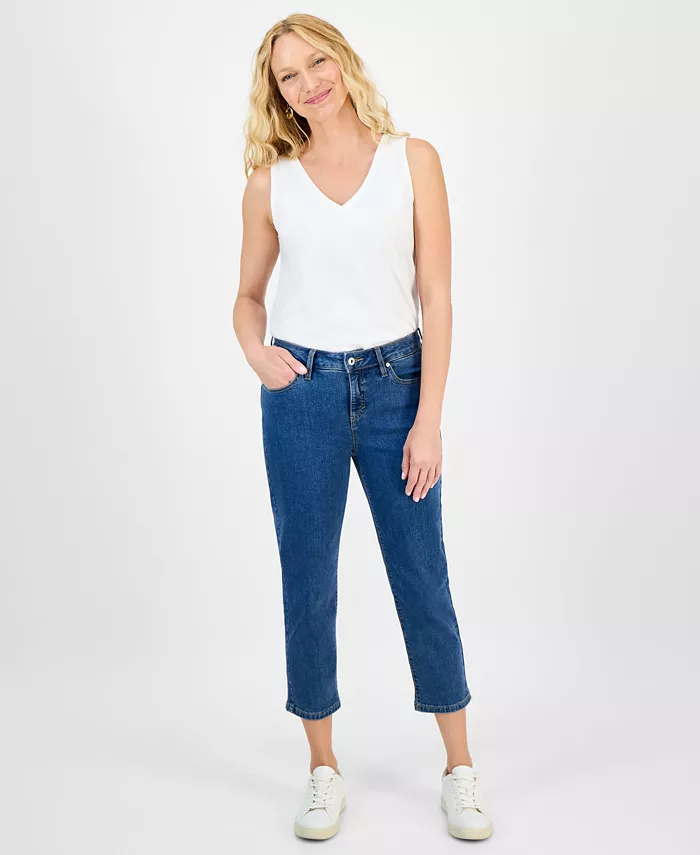

Узкие джинсы с заниженной посадкой Petite Mid Rise Ankle Style & Co, синий