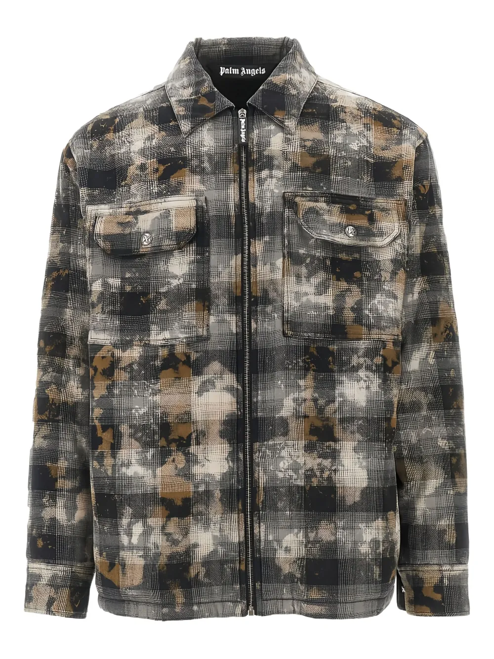 

Клетчатая рубашка на молнии Palm Angels, серый
