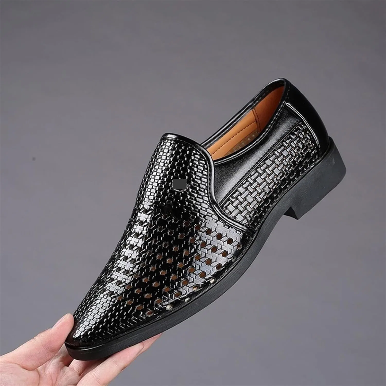 Лоферы мужские черные, Patent Leather EXAMEEEU — фото 4