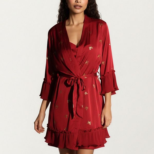 

Женское сатиновое платье-комбинация с принтом в виде банта, тонкими бретелями и мягким драпированным вырезом Anna-Kaci