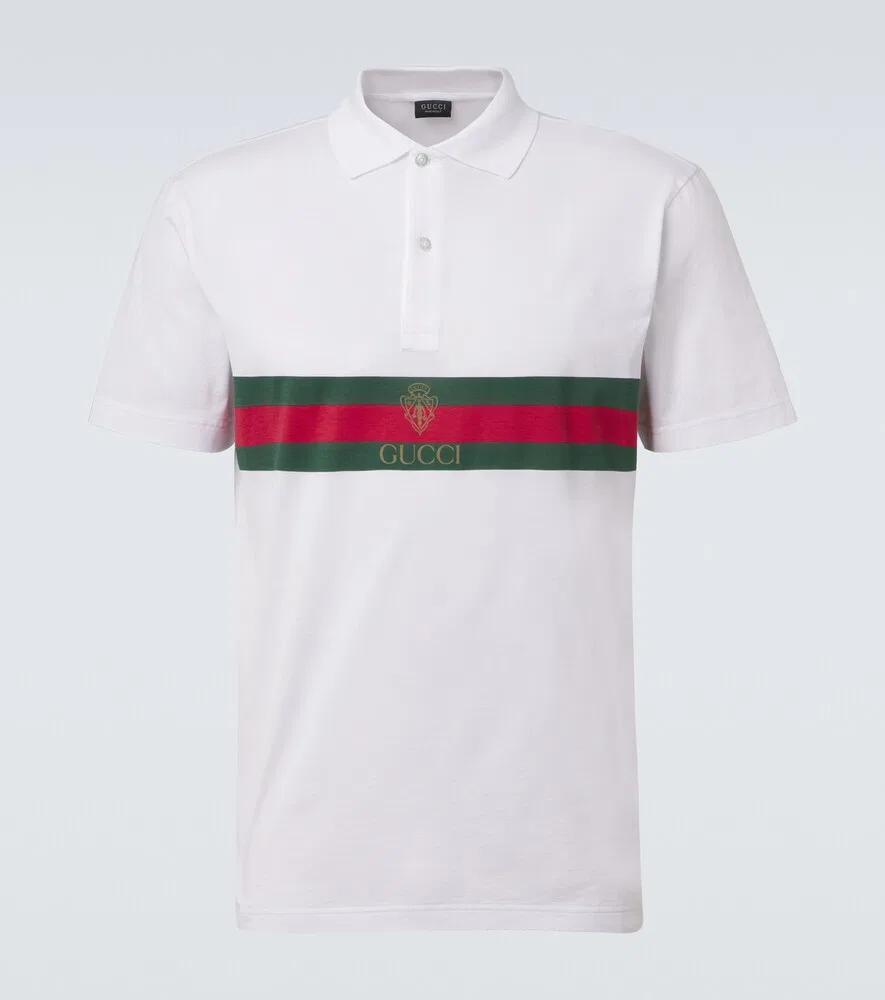Поло Gucci хлопковое с полосками Web Stripe, белое