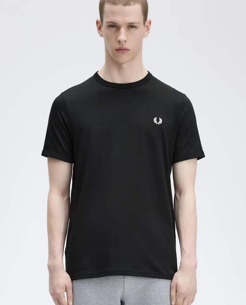 

Мужская футболка с короткими рукавами и круглым вырезом Fred Perry, чёрный