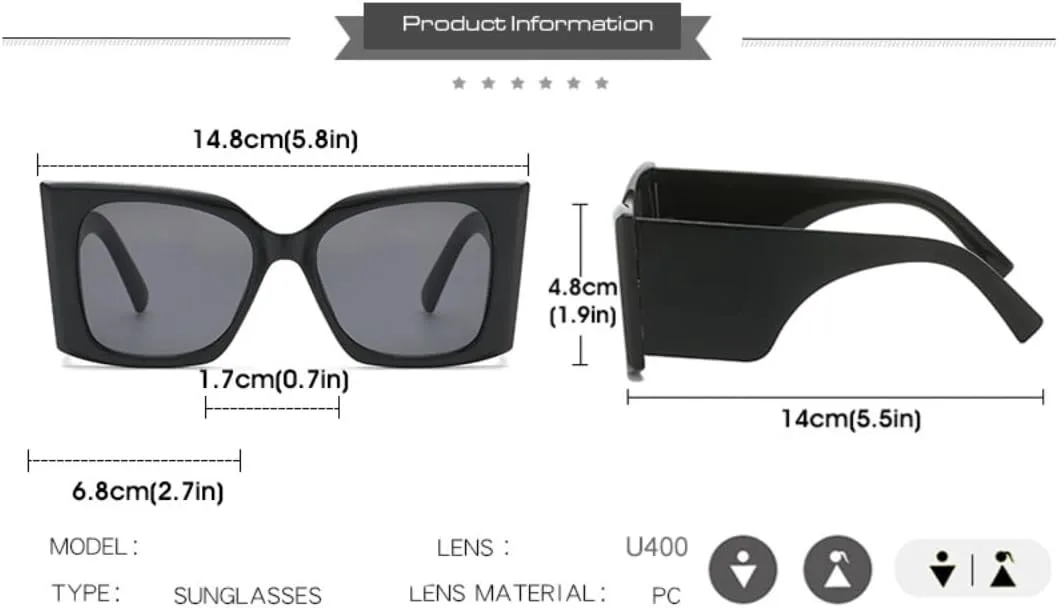 

Солнцезащитные очки для мужчин и женщин - защита UV400 - увеличенный размер, градиентный цвет, для занятий спортом на открытом воздухе и вождения DSVIGF, White-black
