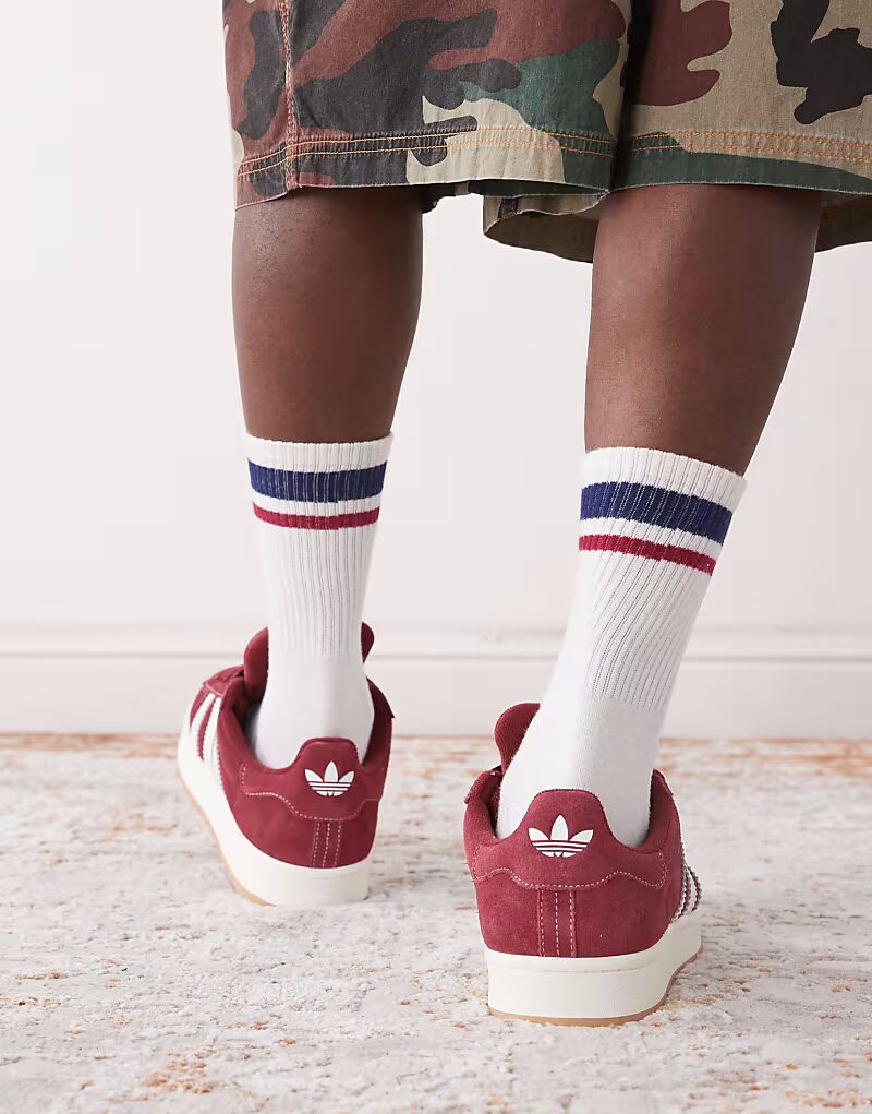 Кроссовки Adidas Originals Campus 00s с резиновой подошвой бордового и белого цветов — фото 4