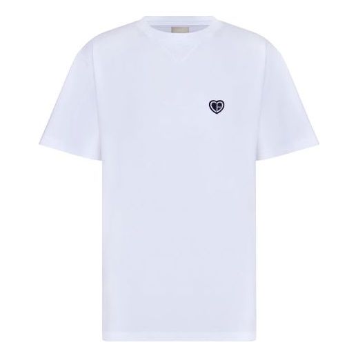 

Футболка Men's DIOR SS22 Cotton Plain Weave Knit Material CD Heart Short Sleeve White T-Shirt, белый