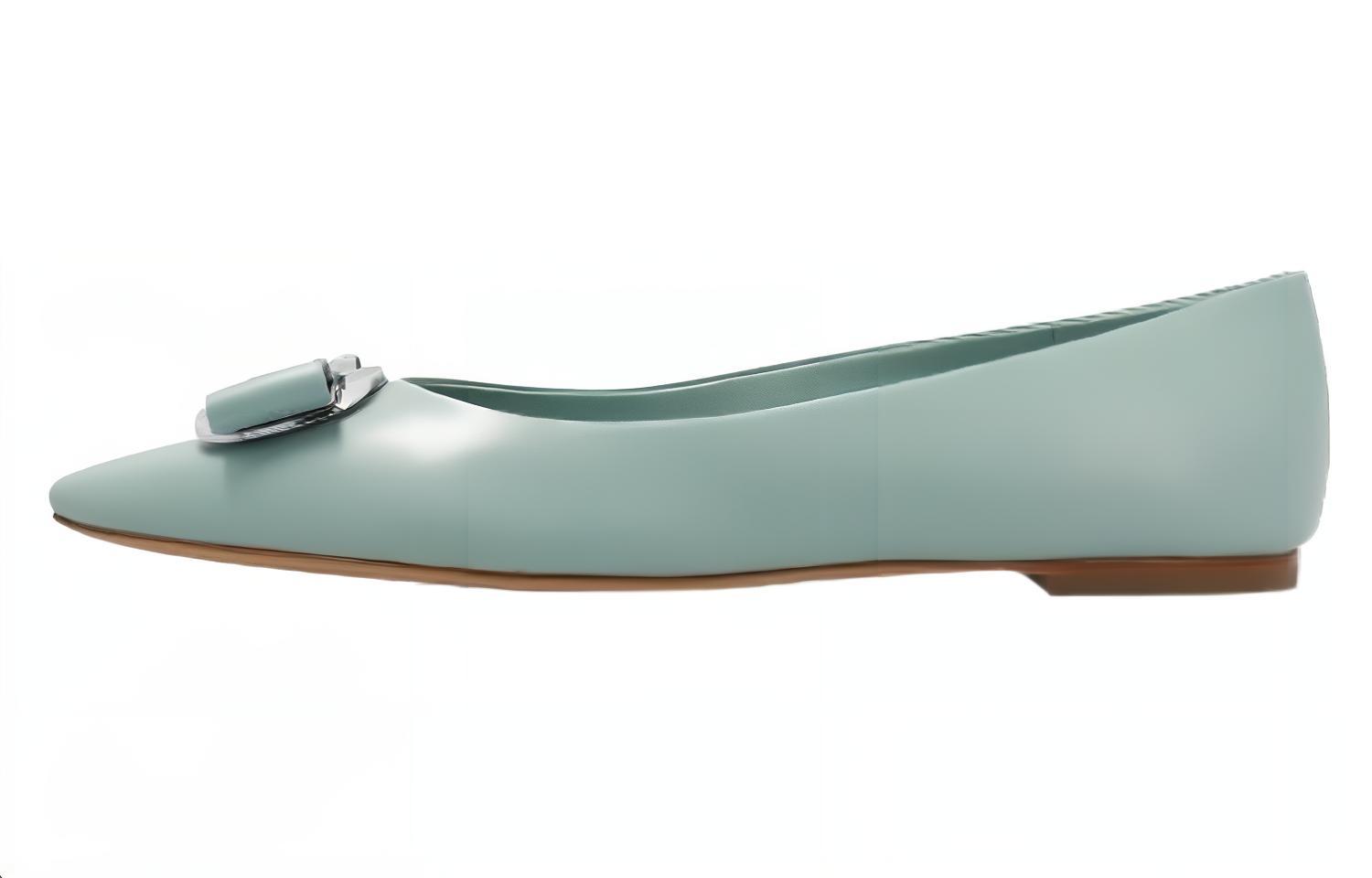 FERRAGAMO New Vara-bow Балетки из ягненка, Светло-голубой