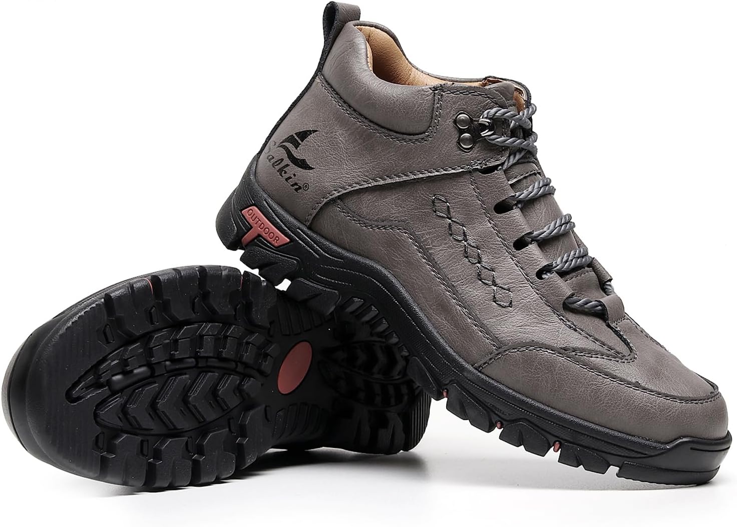 

Мужские ботинки EGDK из искусственной кожи на платформе для походов, с круглым носком, противоскользящие, на шнуровке, для улицы, дышащие, ручной работы, высокие, водонепроницаемые ботинки-чукка Eggdk, серый