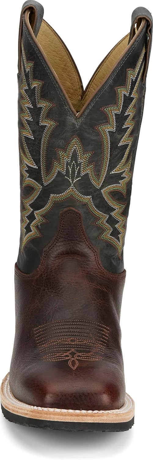 Мужские ковбойские сапоги Justin Rancho 11 Western Leather - прочные, классический дизайн, комфортная посадка, идеально подходят для ранчо и родео, Cognac — фото 4