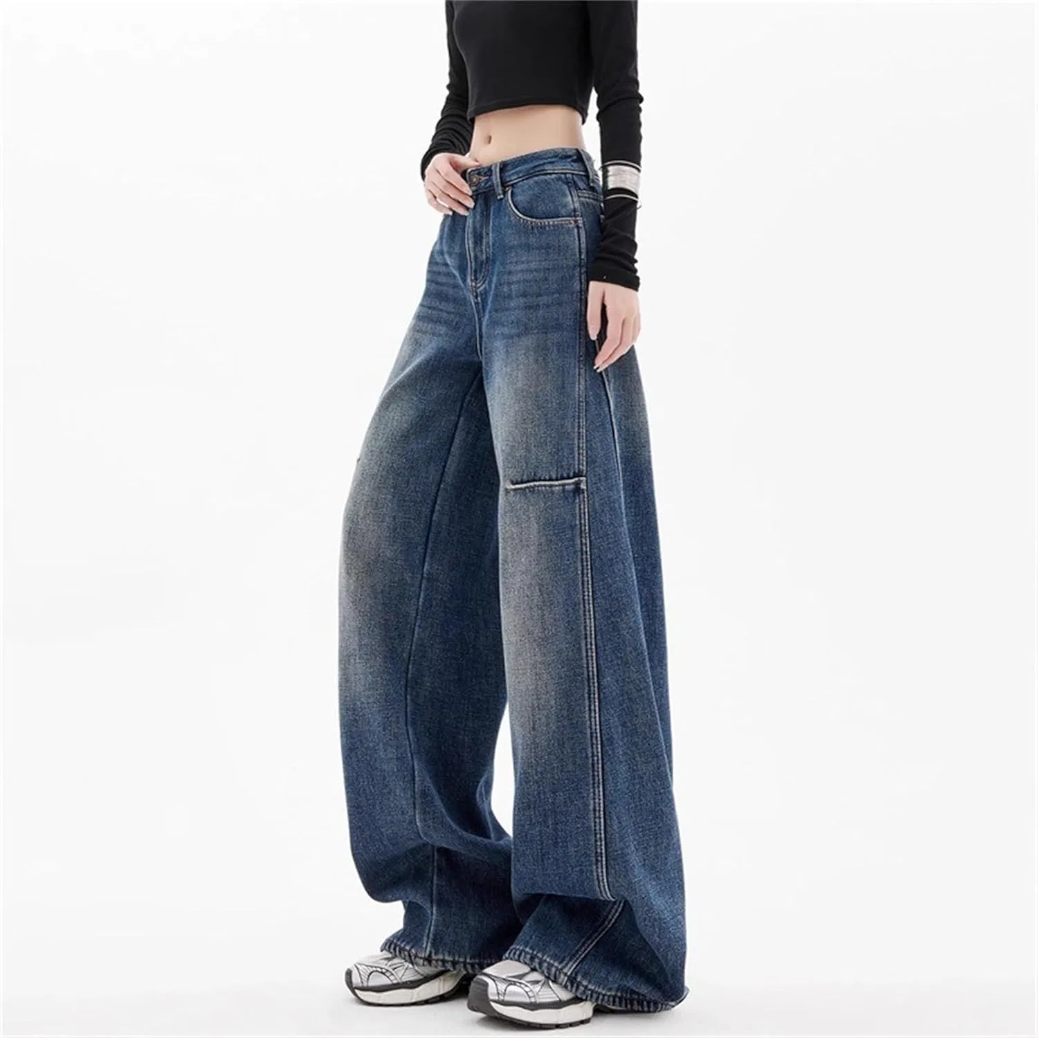 Джинсы свободные Y2K, Dark Blue — фото 4