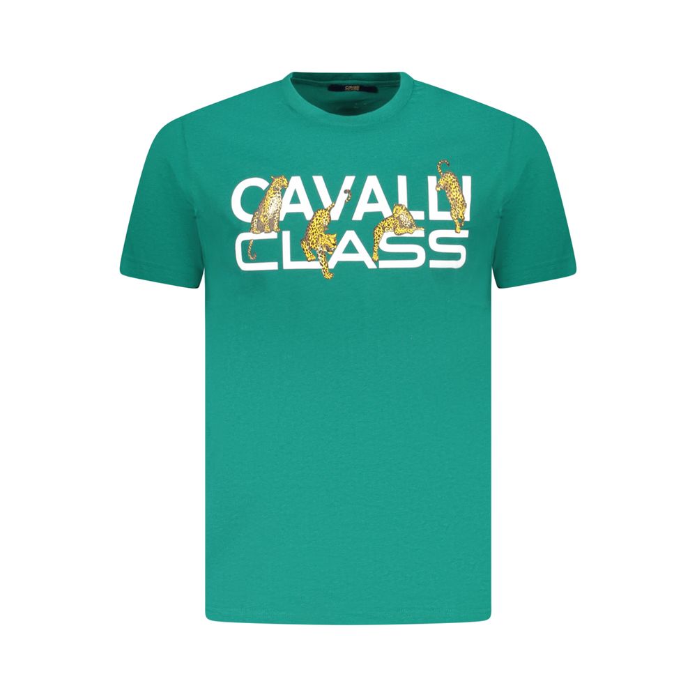 

Зеленая хлопковая мужская футболка Cavalli Class