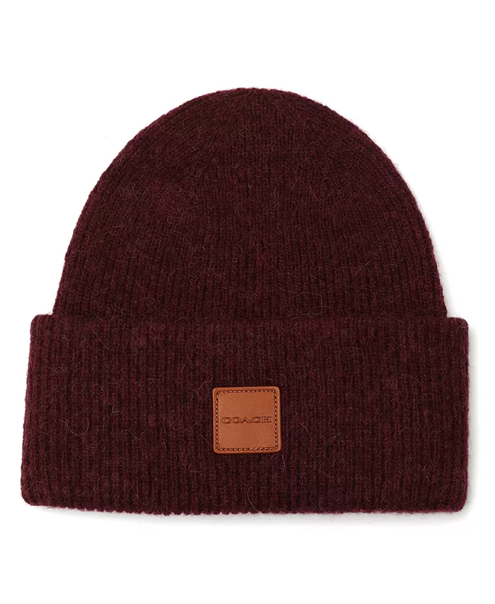 

Мужская боб-шапка с кожаной нашивкой Coach, красный