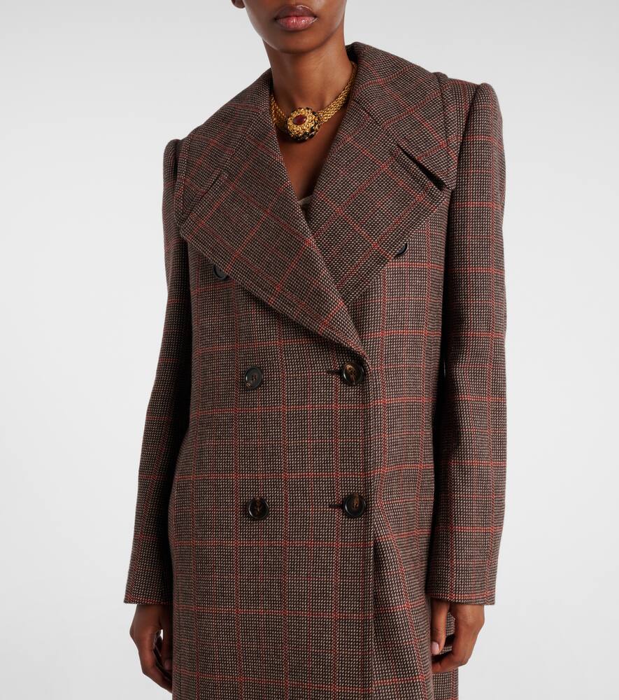 Двубортное пальто из чистой шерсти в клетку Chloé, Brown-Beige 1 — фото 4