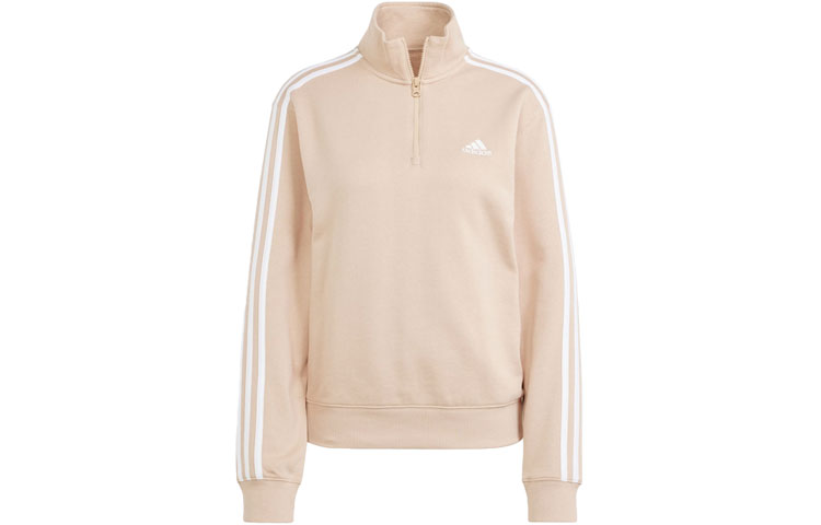 Adidas Essentials Женская толстовка с четвертью молнии и тремя полосками 'Magic Beige', Magic Light Umber — фото 2