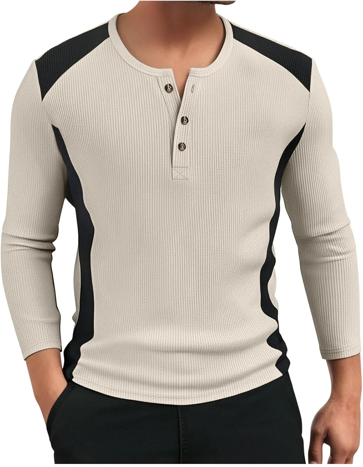 

Мужская футболка-поло Henley с длинным рукавом Color Block Waffle Cambkatl