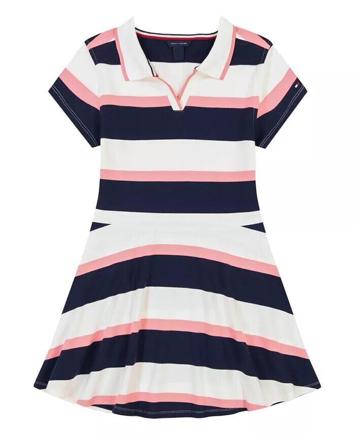 

Платье-поло с короткими рукавами Yarndye Stripe для больших девочек Tommy Hilfiger