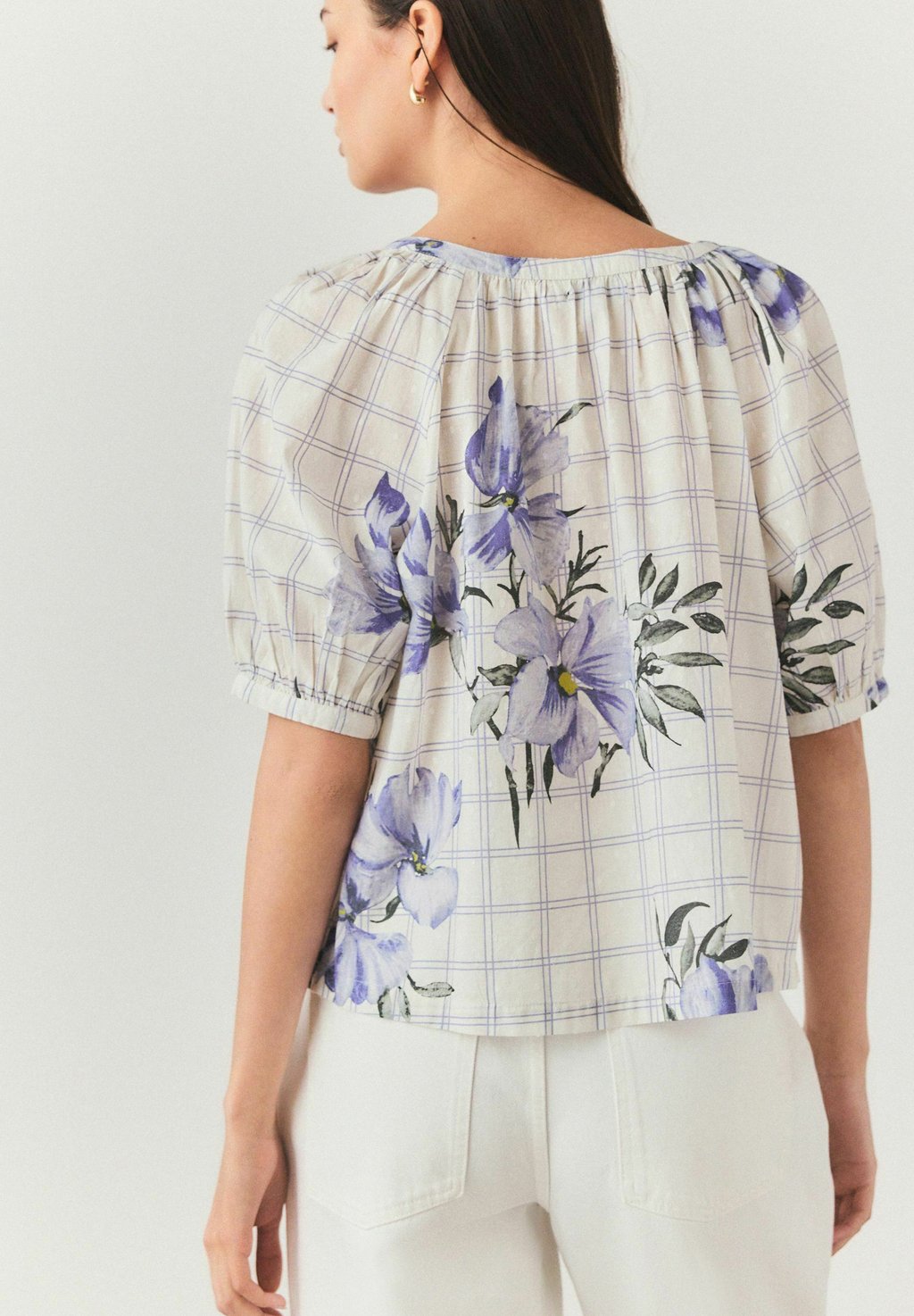 Блуза REGULAR FIT -EMBROIDERED PUFF SHORT SLEEVE Next, фиолетовый — фото 2
