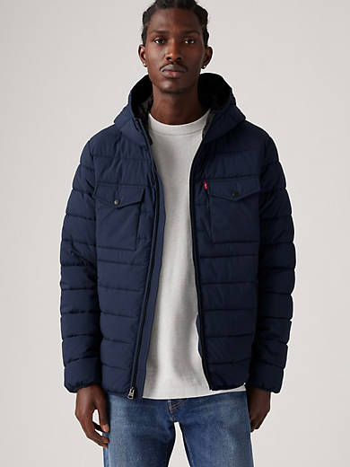 

Куртка-пуховик с капюшоном и 2 нагрудными карманами Levi's, цвет Navy - Blue