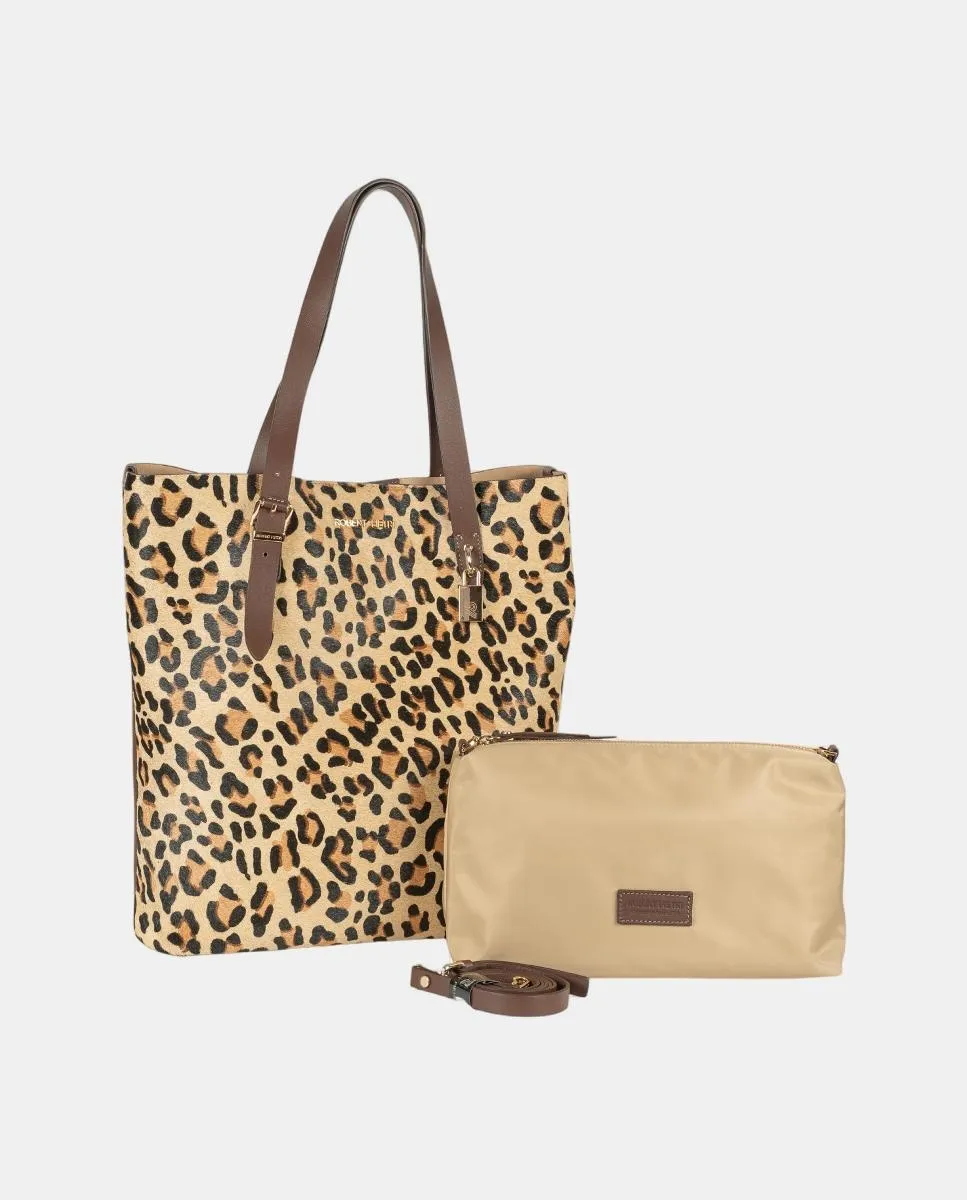 

Кожаная сумка-шоппер с меховой отделкой Robert Pietri, коричневый