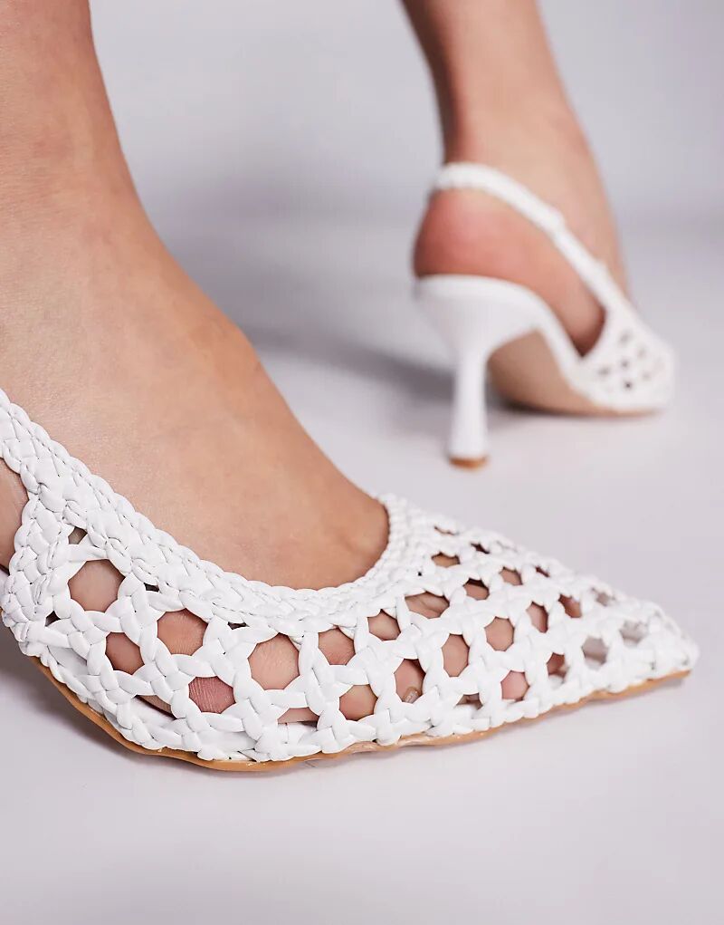Туфли Simmi London Teaganne с плетеным каблуком и открытой пяткой из белого полиуретана Simmi Shoes — фото 4