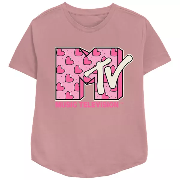 

Женская футболка с принтом логотипа MTV в виде сердца Licensed Character, цвет mauve