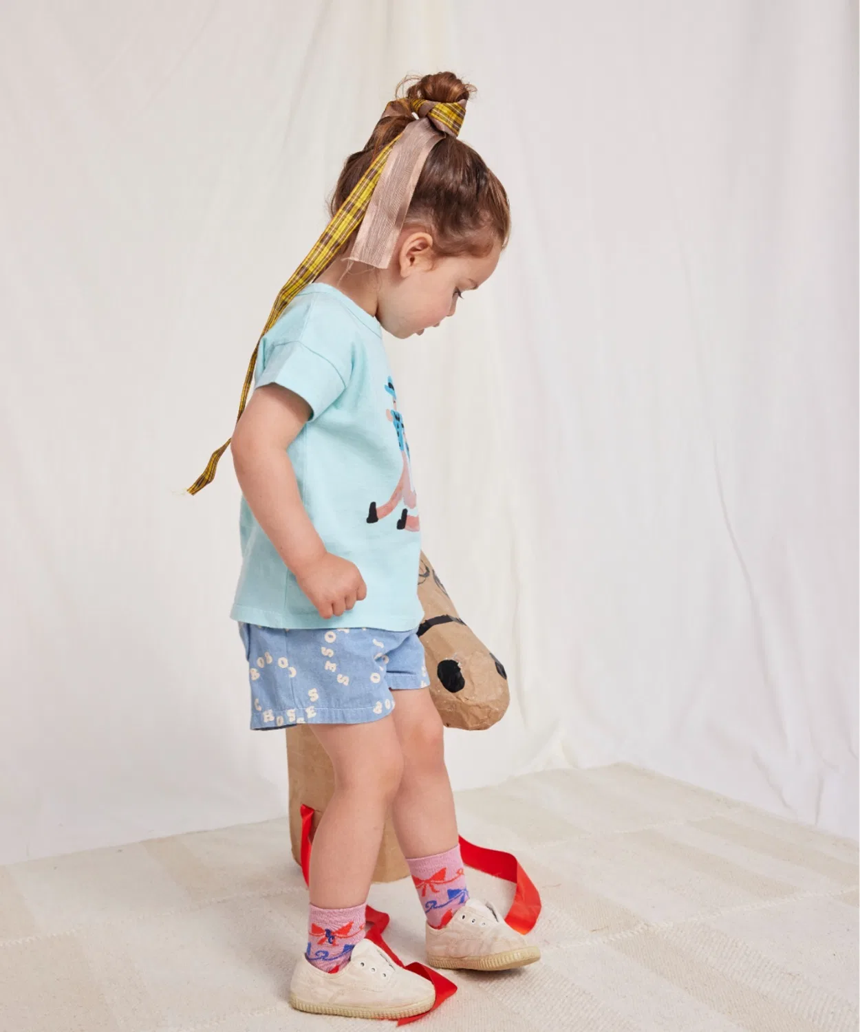 Детские джинсовые шорты Bermudas Bobo Choses из хлопка с переработанным хлопком, светло-голубые — фото 3