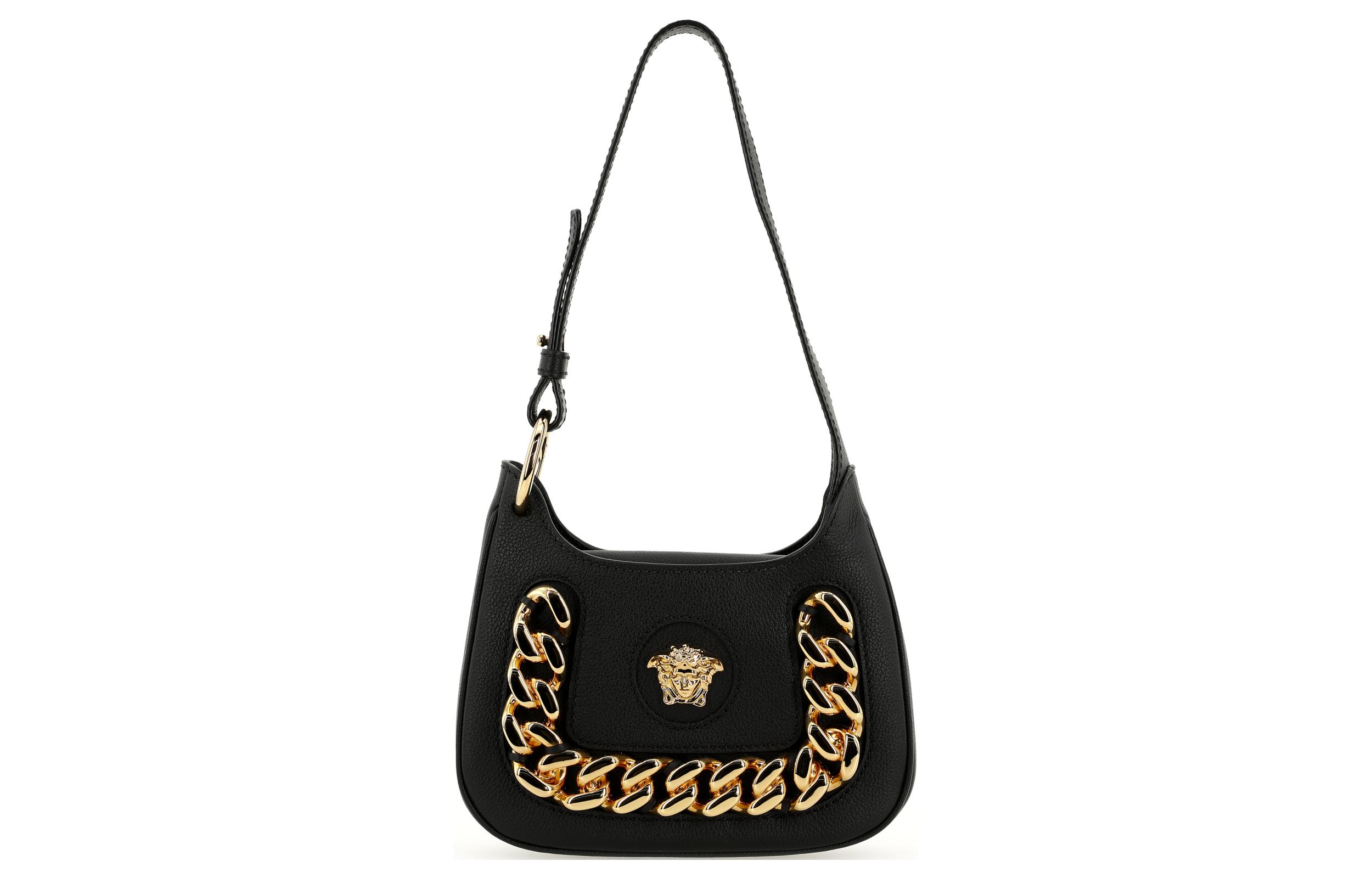 

VERSACE Кожаная сумка через плечо женская черная