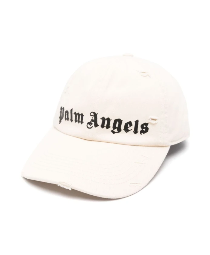 

Кепки из потертого хлопка с логотипом Palm Angels, белый