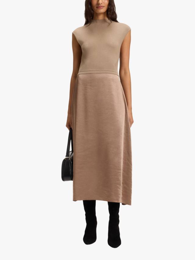 

BOSS Ferdolini платье миди из комбинированной ткани HUGO BOSS, Open Brown