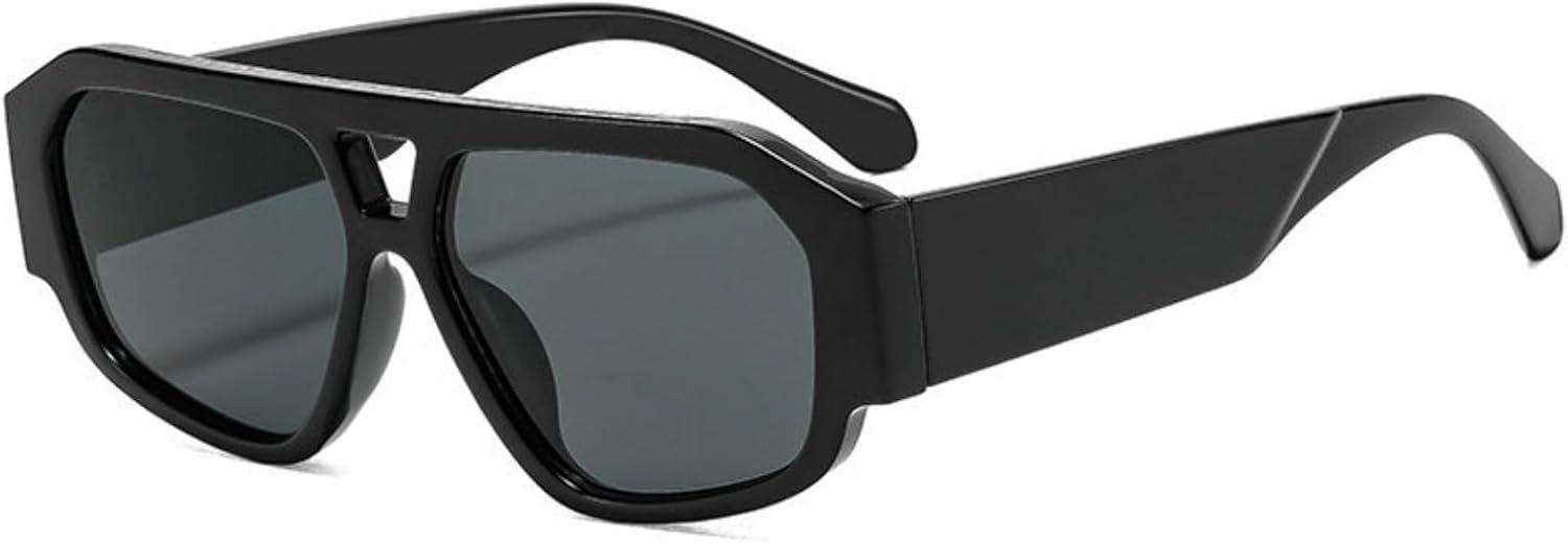 

Солнцезащитные очки COTIA Retro с двойной перемычкой, квадратной формы, для женщин и мужчин, модные очки-пилот, многоугольные солнцезащитные очки для активного отдыха и путешествий, Black