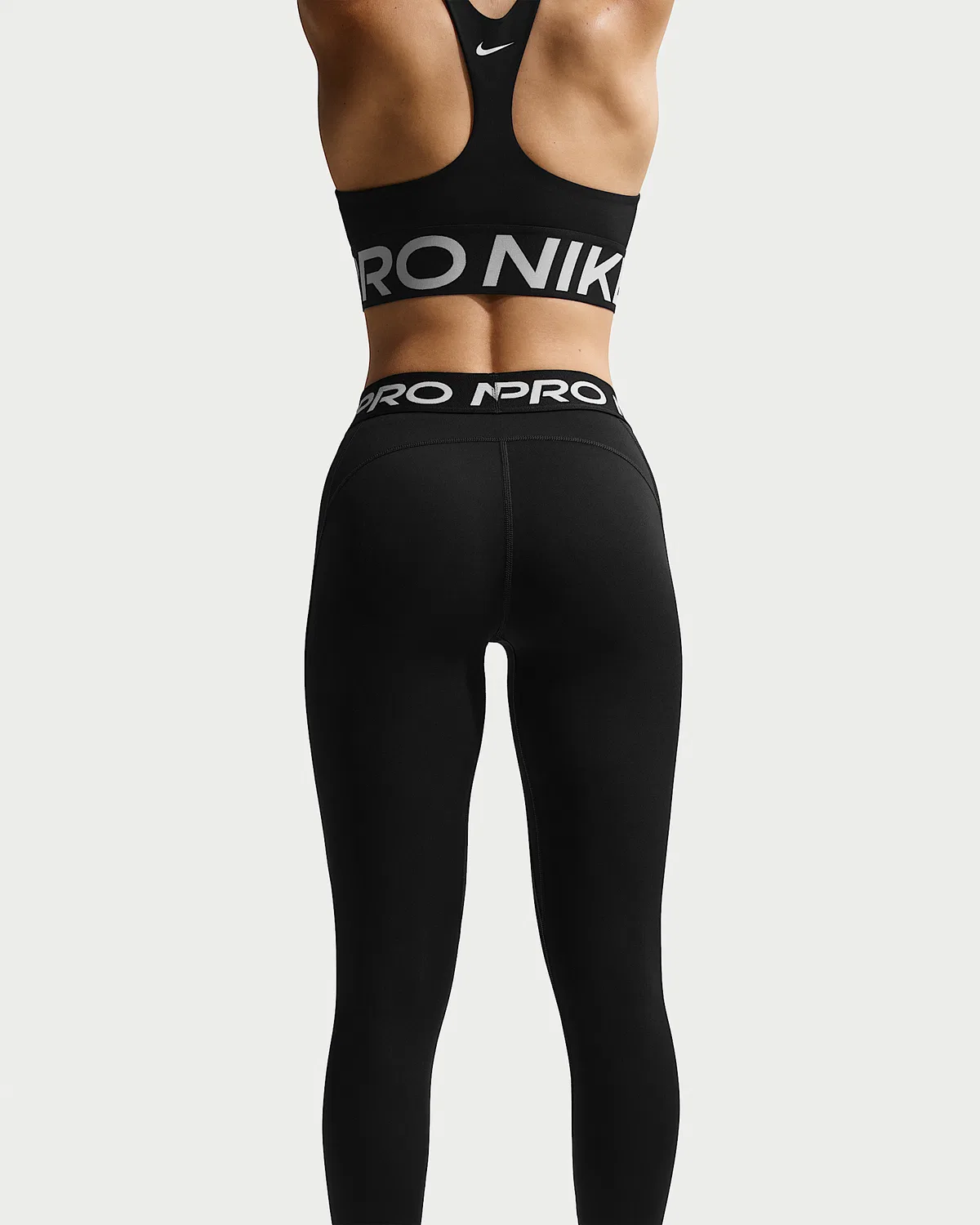 Женские леггинсы Nike Pro с завышенной талией, полная длина, Black/Black/White — фото 3