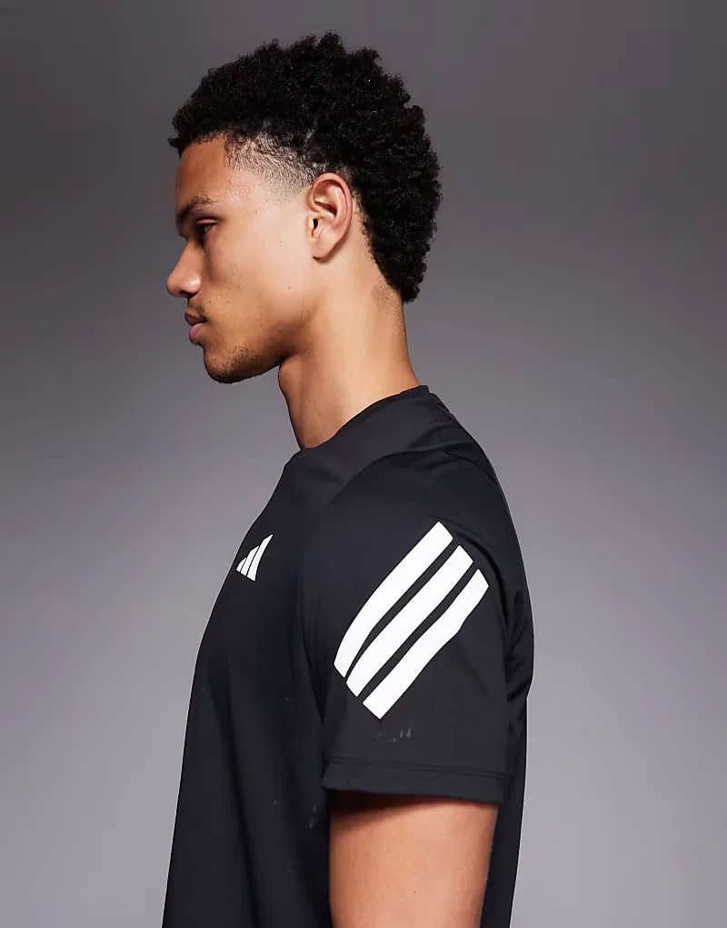 Футболка Adidas Performance Running 365 с тремя полосками на рукаве, черный — фото 4