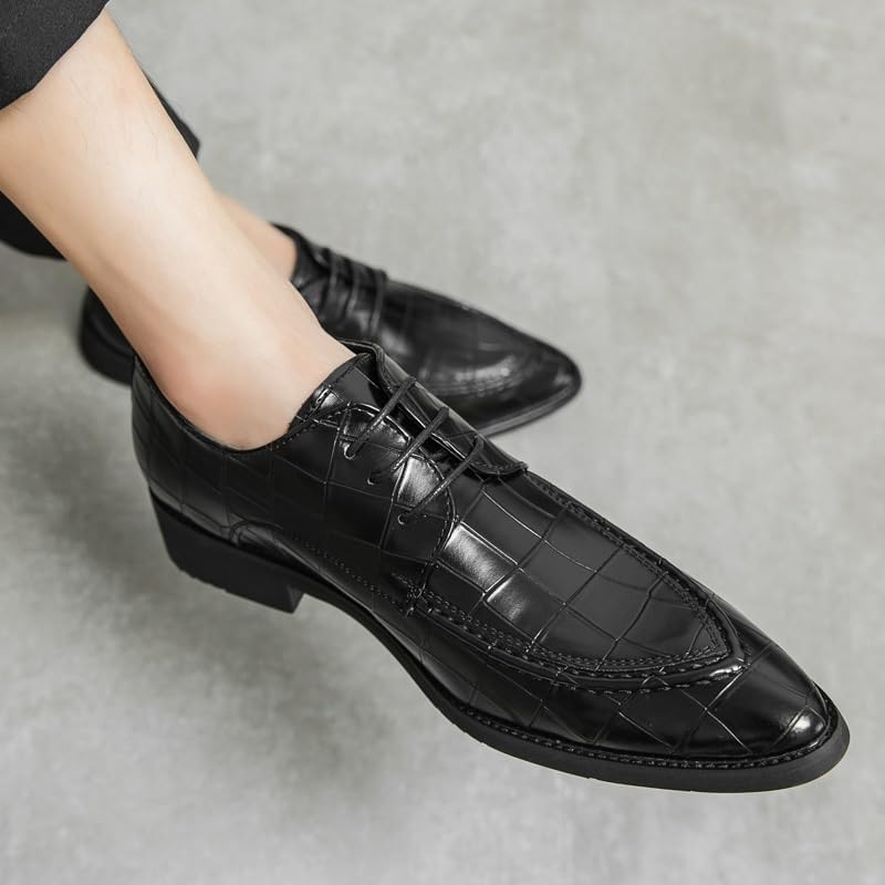 Мужские классические оксфорды, шнуровка, деловые кожаные оксфорды, для вождения, комфорт, вечеринки, свадьбы Zestrelax, черный — фото 2