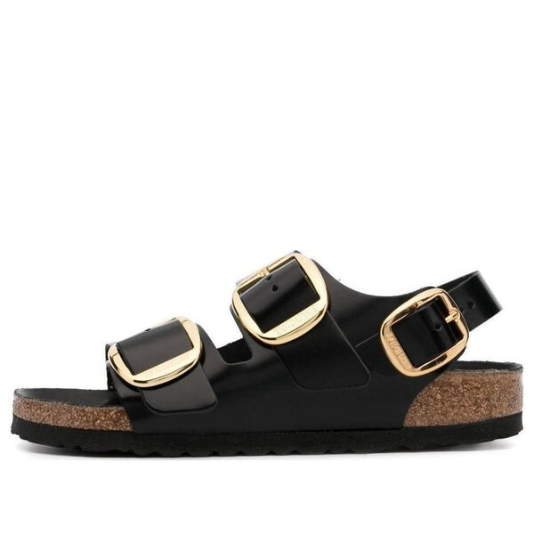 

Сандалии milano big buckle natural leather narrow fit sandals 'patent high shine black' Birkenstock, черный