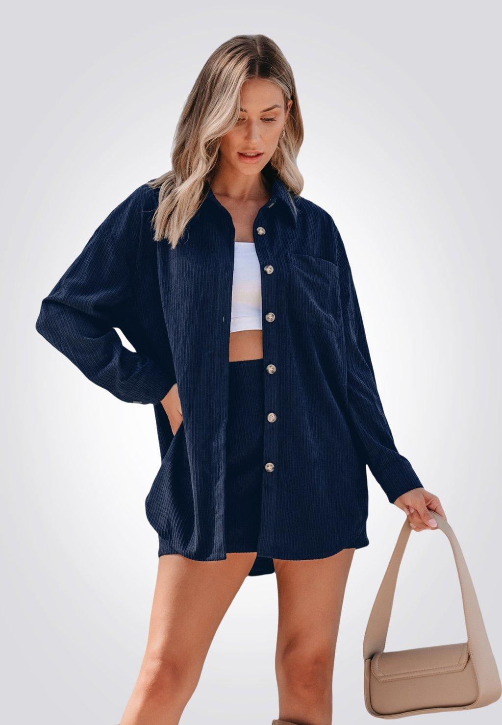 

Рубашка SET Cupshe, темно-синий