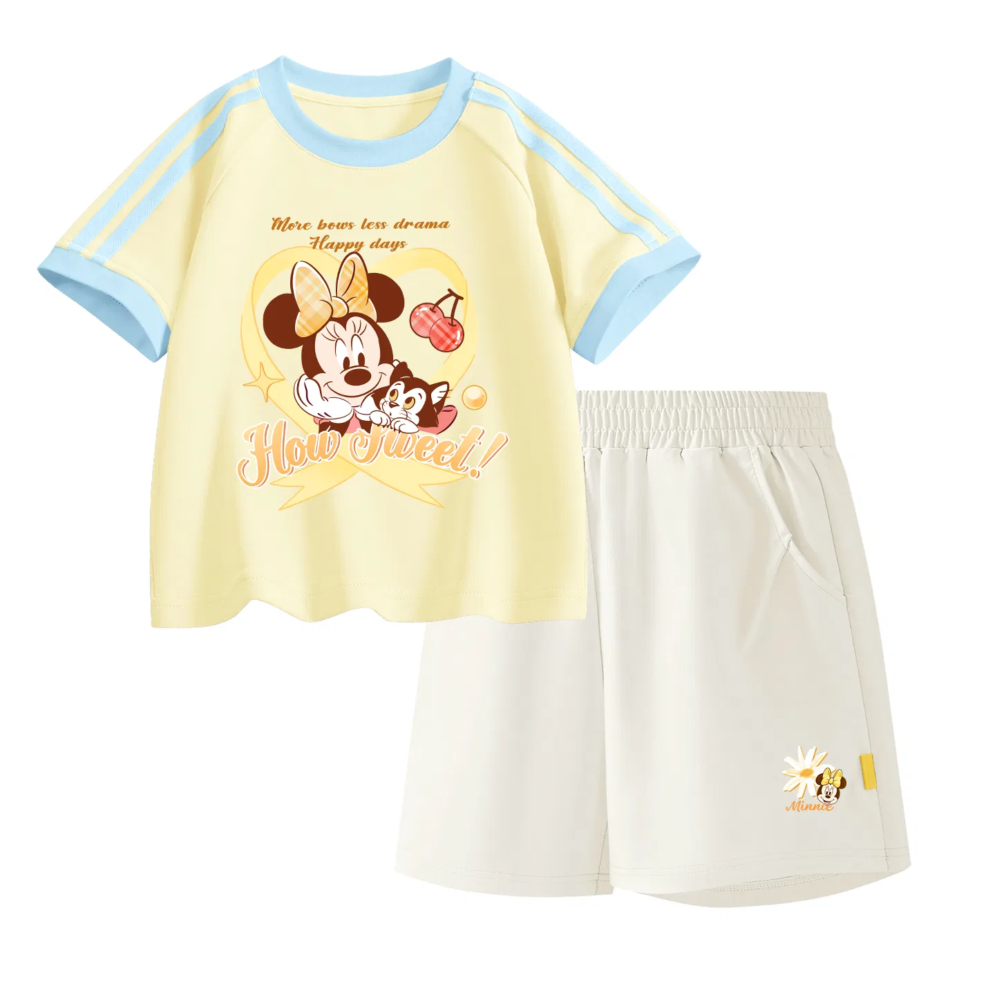 Детская повседневная спортивная футболка с круглым вырезом Disney, Colorful Ribbon Milk Green+Dianyin Knot K_Bottom Right Mulberry Purple — фото 4