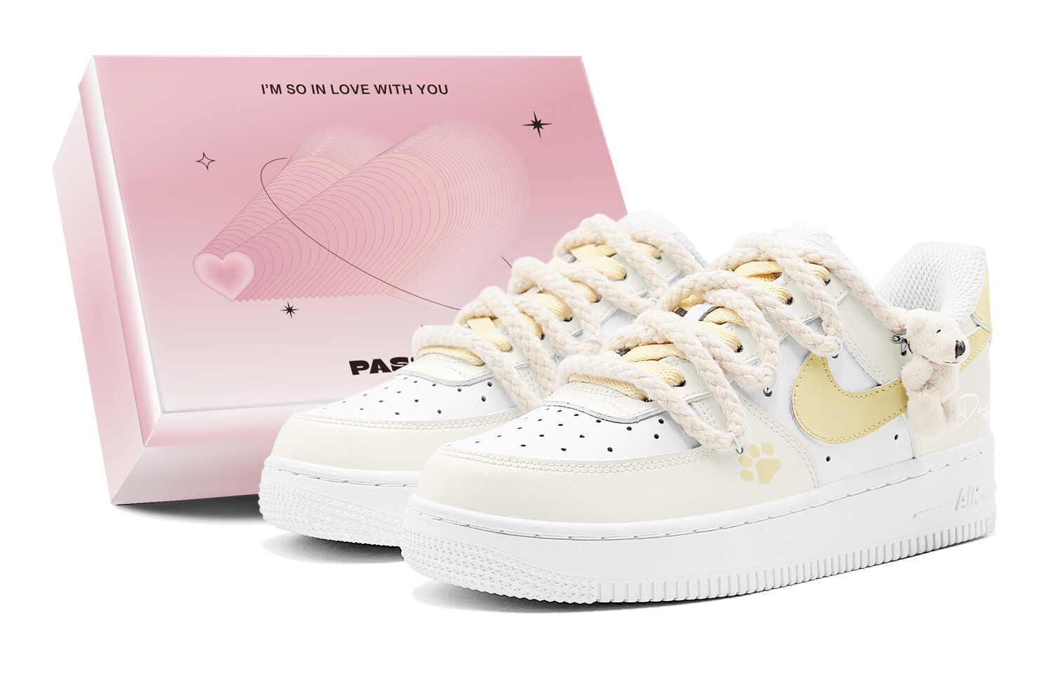 

Кроссовки Nike Air Force 1 Skateboarding Shoes Women's Low-top White/Yellow, белый/желтый