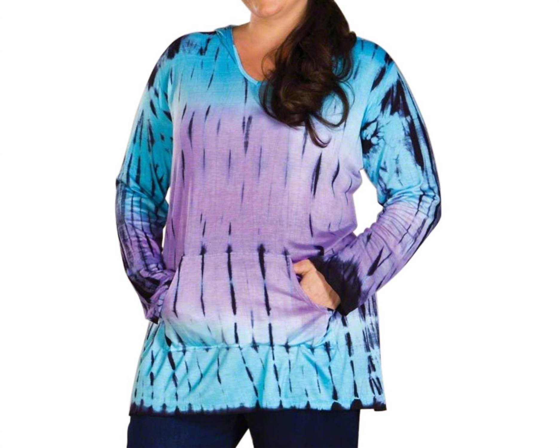 

Топ с капюшоном Cala Tie-Dye - Plus In Blue On The Plus Side, синий