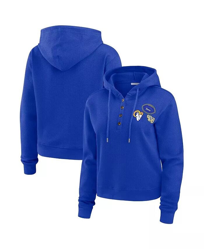 

Женская толстовка с капюшоном Royal Los Angeles Rams Waffle WEAR by Erin Andrews