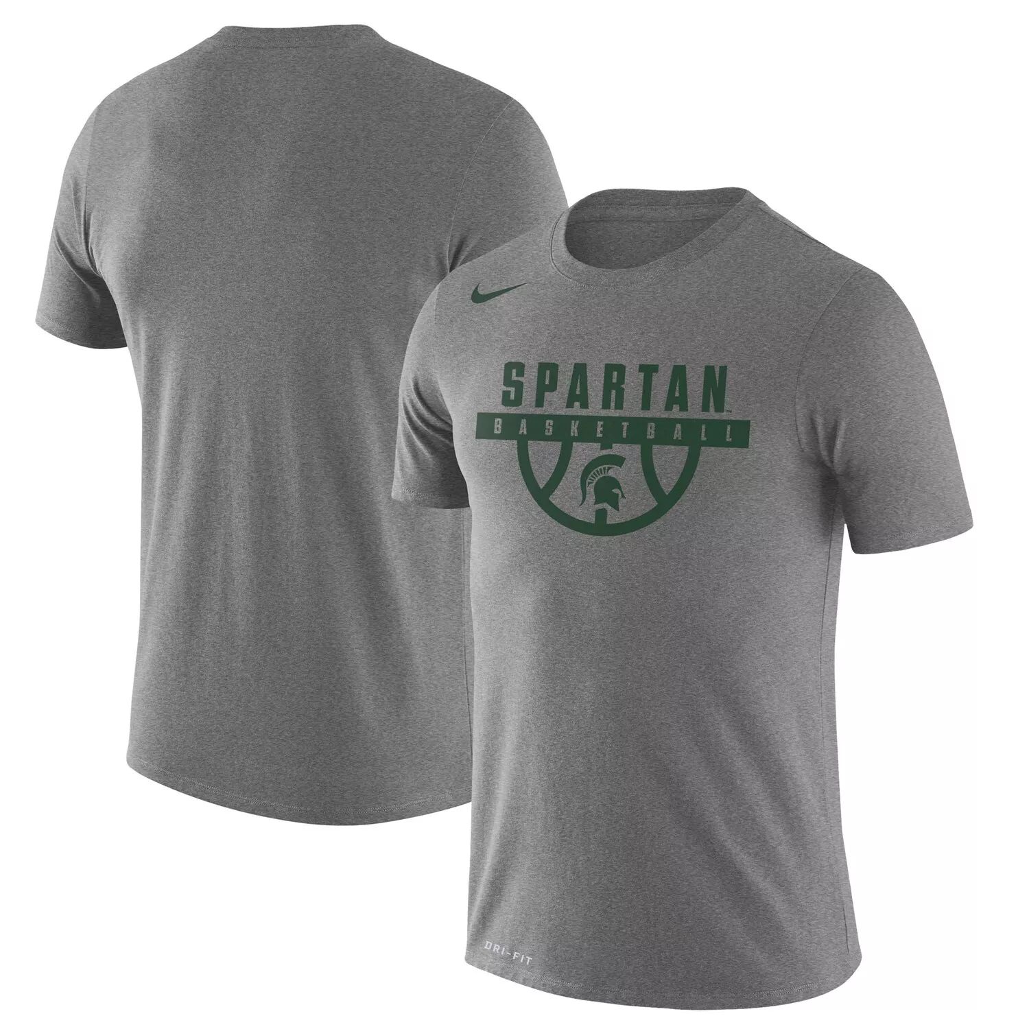 

Мужская серая футболка Michigan State Spartans Basketball Drop Legend Performance Nike, Серый, Мужская серая футболка Michigan State Spartans Basketball Drop Legend Performance Nike