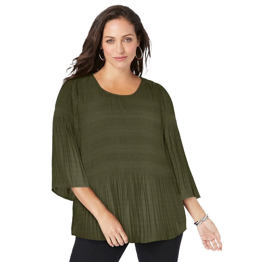 

Женская плиссированная блузка больших размеров Jessica London, цвет Dark Olive Green