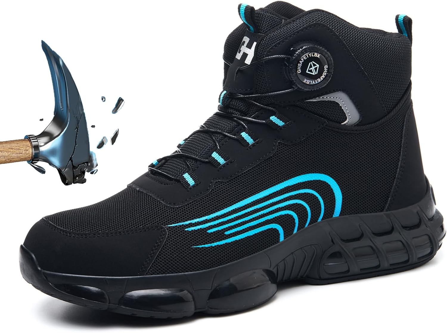 

Мужские ботинки 2026 с защитным стальным носком, поддержкой голеностопа, легкие и дышащие Ufladi, черный