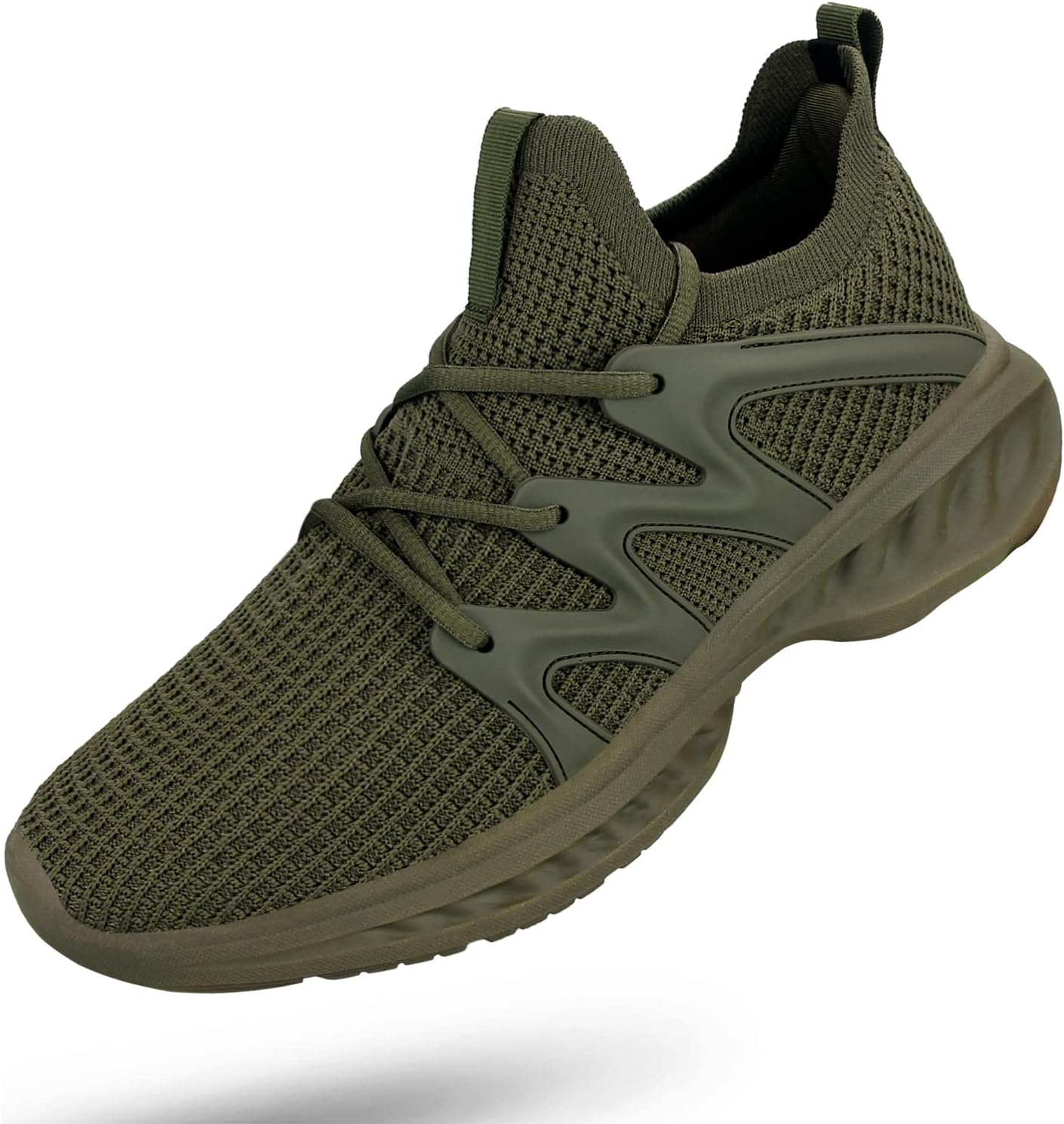 

Мужские кроссовки Pujcs с легкой посадкой без шнурков, дышащие, противоскользящие, для бега, спорта, тренажерного зала, тенниса, зеленый