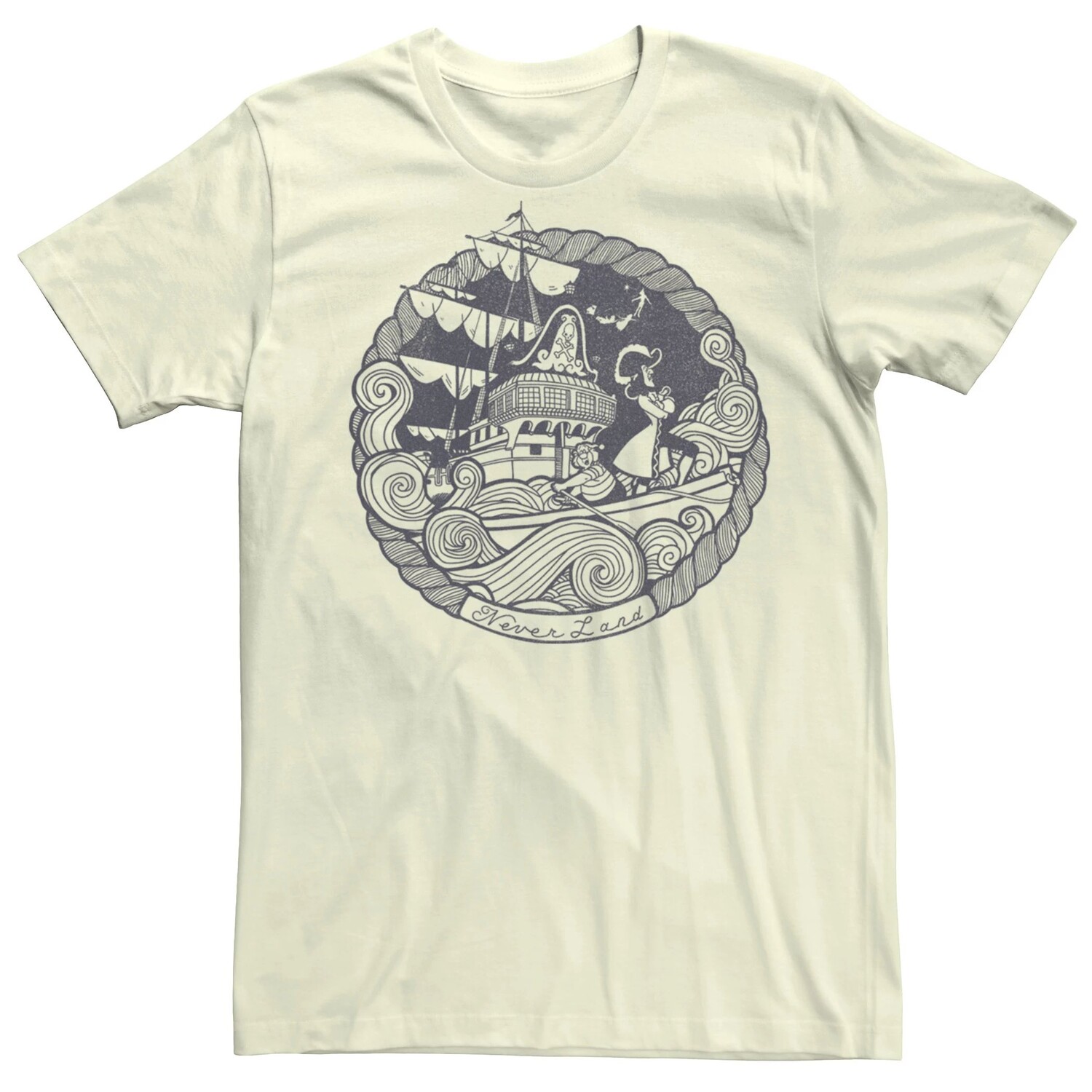 

Мужская футболка с винтажным логотипом Disney Peter Pan Never Land Circle Licensed Character