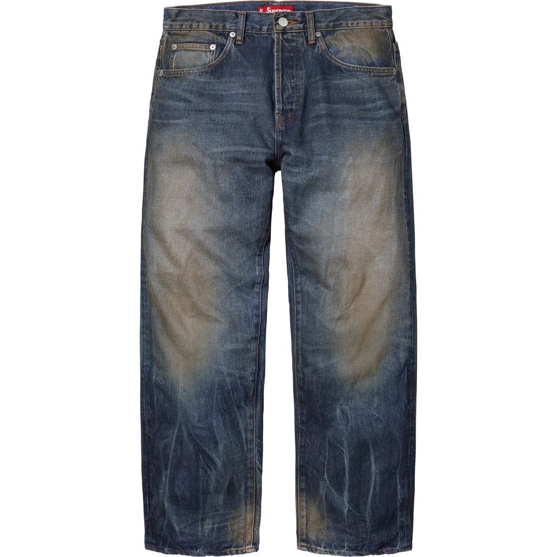 Потертые джинсы свободного кроя с кромкой Selvedge Supreme, черный — фото 3